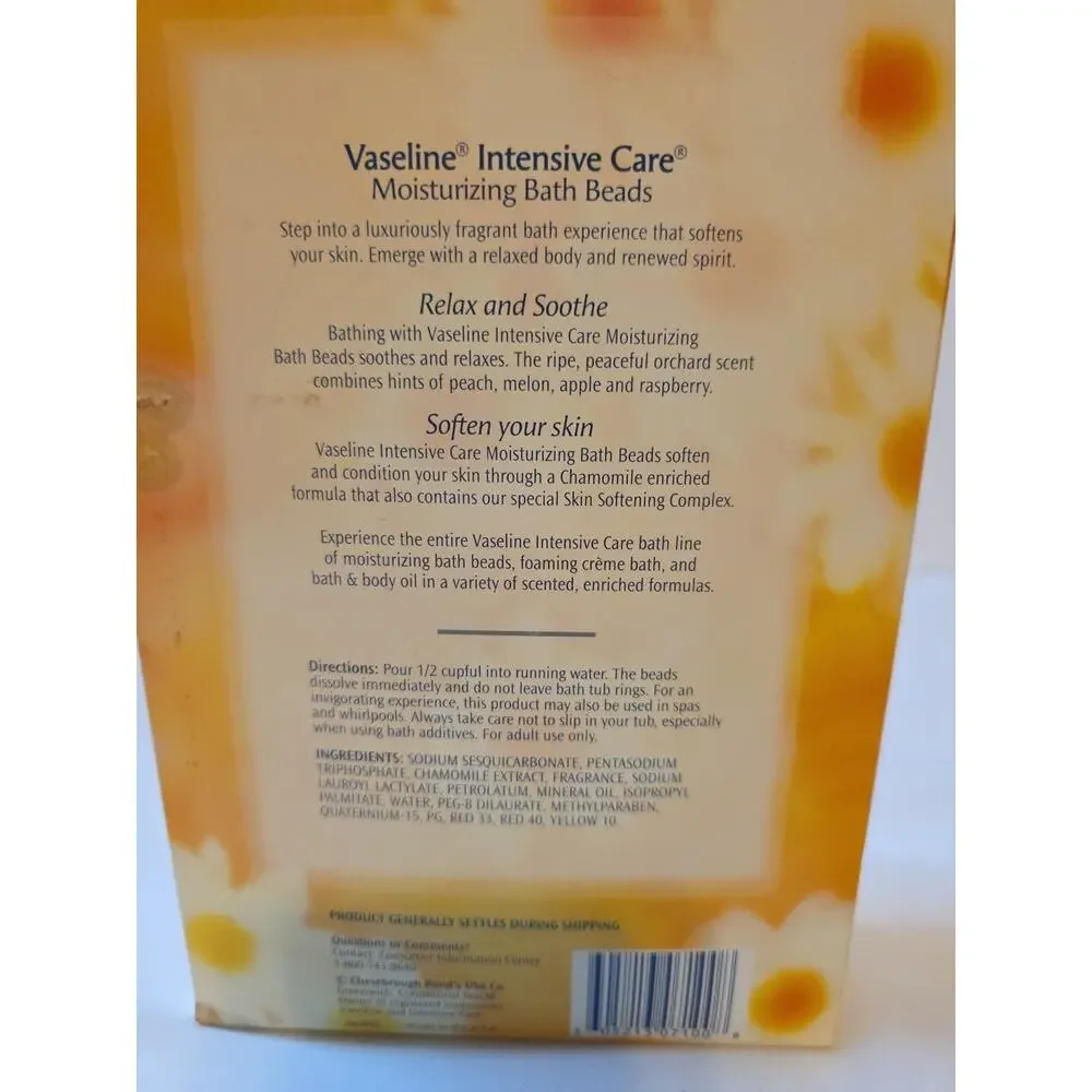 New VASELINE Peaceful Orchard with Chamomile Intensive Care Bath Beads 24 oz